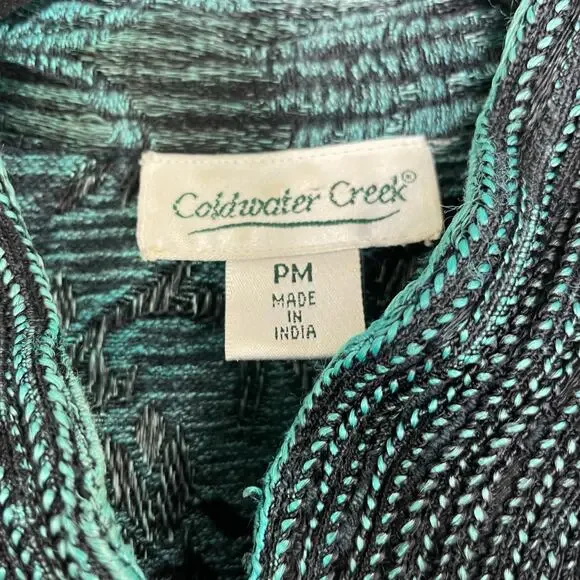 Coldwater Creek green/black tapestry cardigan jacket women's size PM - Picture 8 of 14